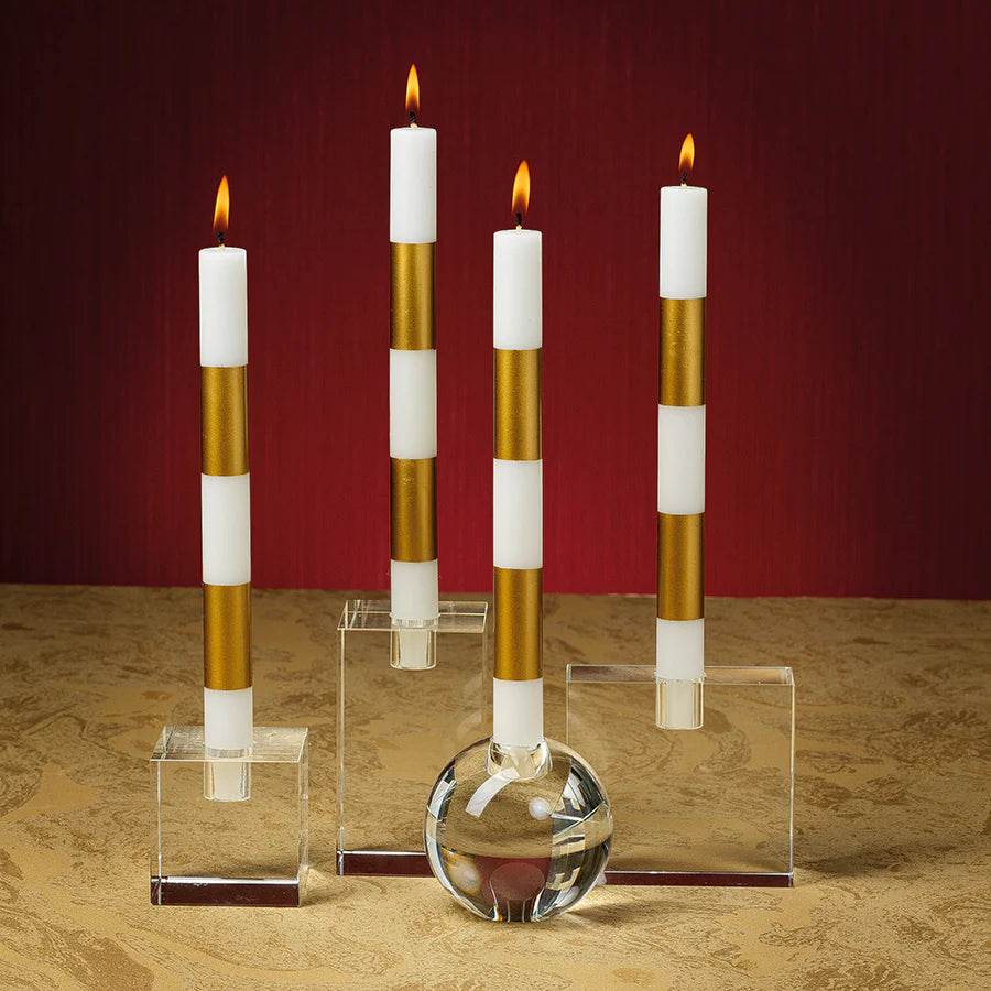 Modern & Festive Gold Formal Taper Candles - Two Boxes of 6