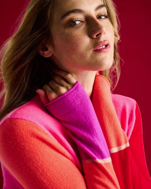 Lisa Todd Sweater Color Block Talk Jilli Boutique Neon Pink Combo
