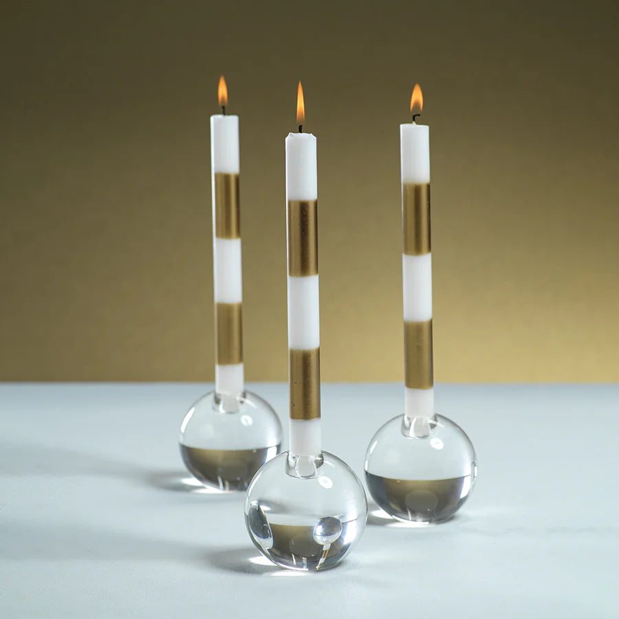 Modern & Festive Gold Formal Taper Candles - Two Boxes of 6