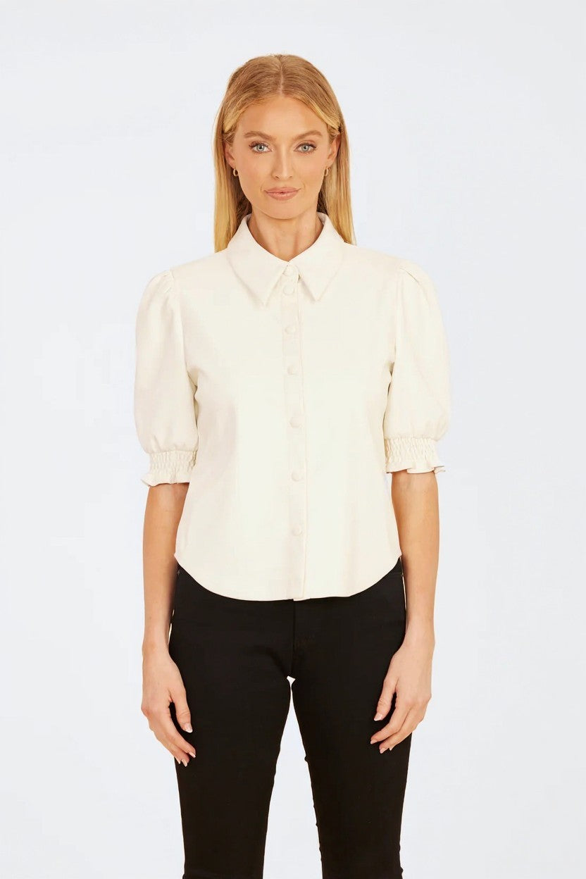 Faux Leather Top in White