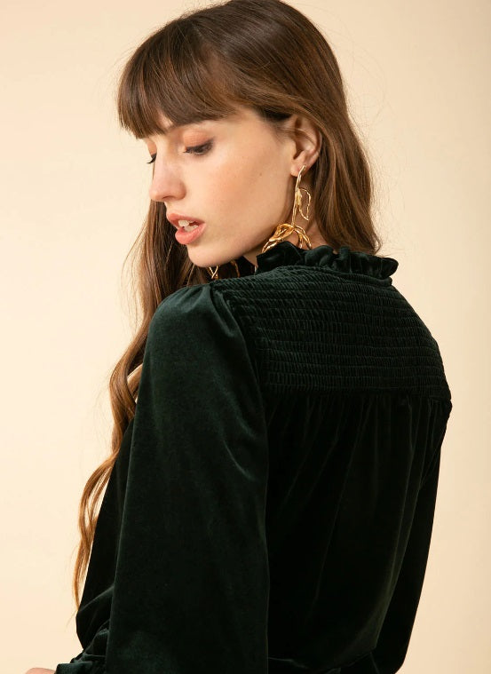 Manon Shirred Velvet Dress by Halebob