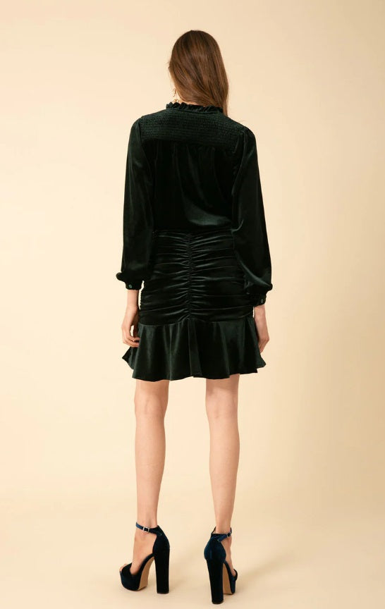 Manon Shirred Velvet Dress by Halebob