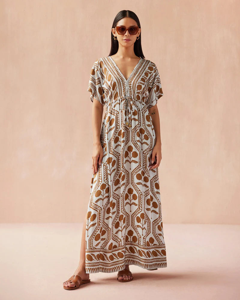 caftan maxi dress Pia Caftan Maxi Dress in Barca Gulf – Jilli Boutique