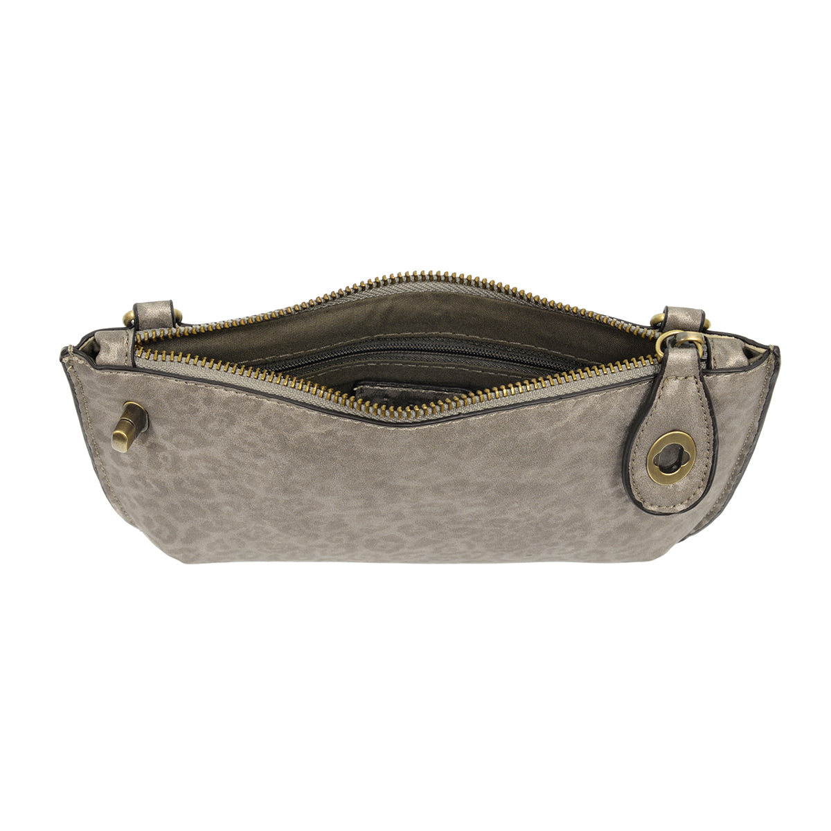 chambray tonal leopard crossbody wristlet
