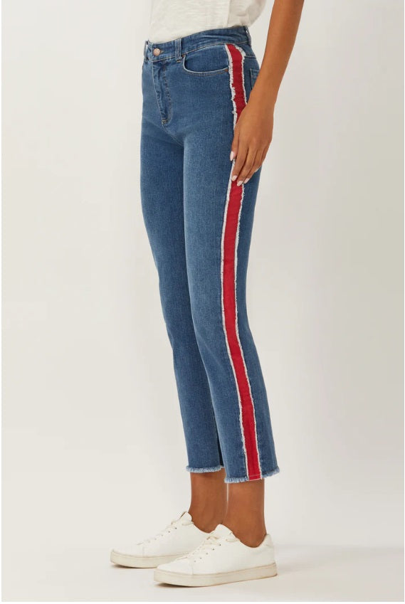 Womens jeans with on sale red side stripe