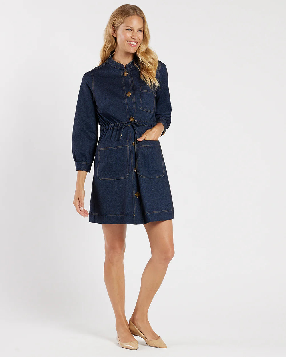 blue jean dresses Denim Skater Mini Dress Medium line silhouette Petite Denim | Dresses, Jumpsuits
