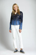 uptown eleven jacket jilli boutique Dip Dyed Lamb Leather Moto Jacket Blue Ombre
