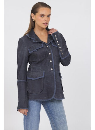 Annie Distressed Fringed Leather Jacket