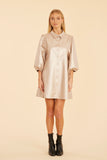 Metallic Faux Leather Puff Sleeve Dress jilli boutique atlanta dolcecabo