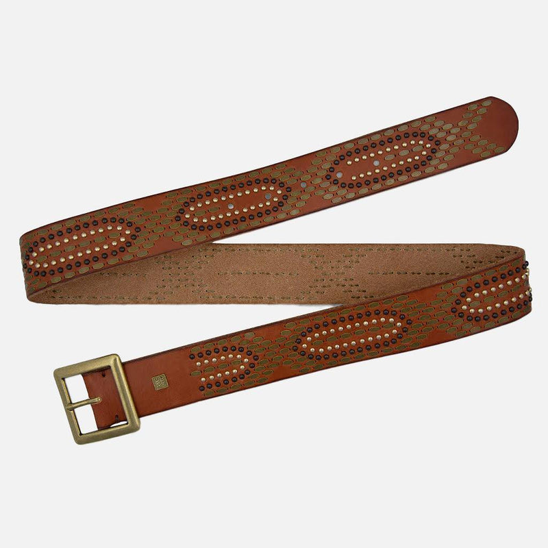 Daya Studded Leather Belt Jilli Boutique Square Buckle