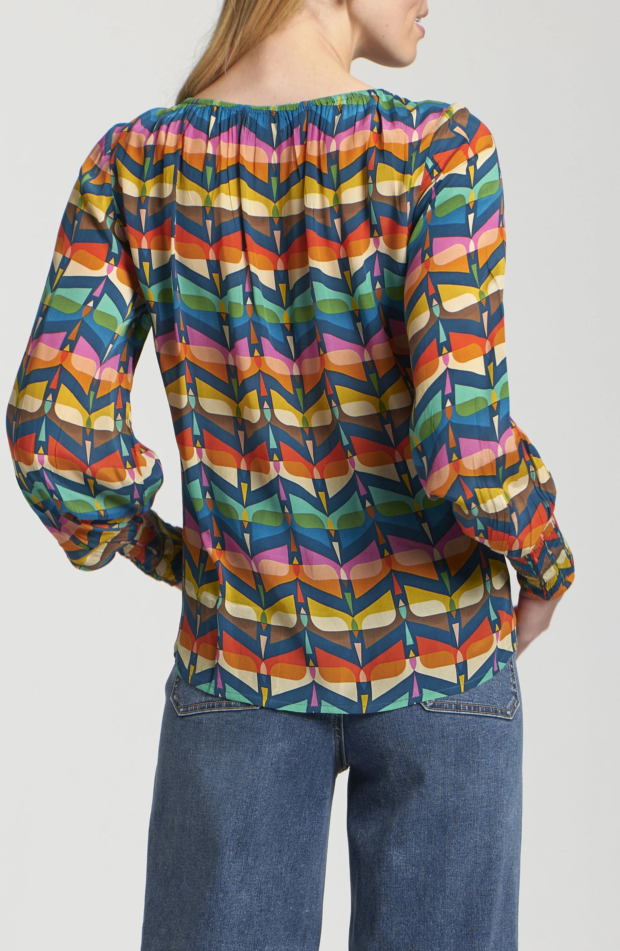 APNY Printed Smocked Cuff Top Jilli Boutique