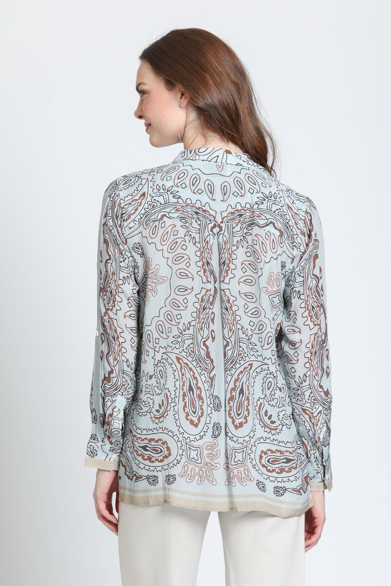 APNY Button-up w/Roll-up Sleeve Sky Blue Walnut Jilli Boutique Buckhead 