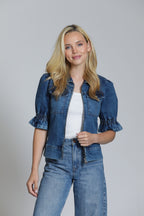 Zip Front Jacket W/Flounce Sleeve APNY Jilli Boutique denim jacket