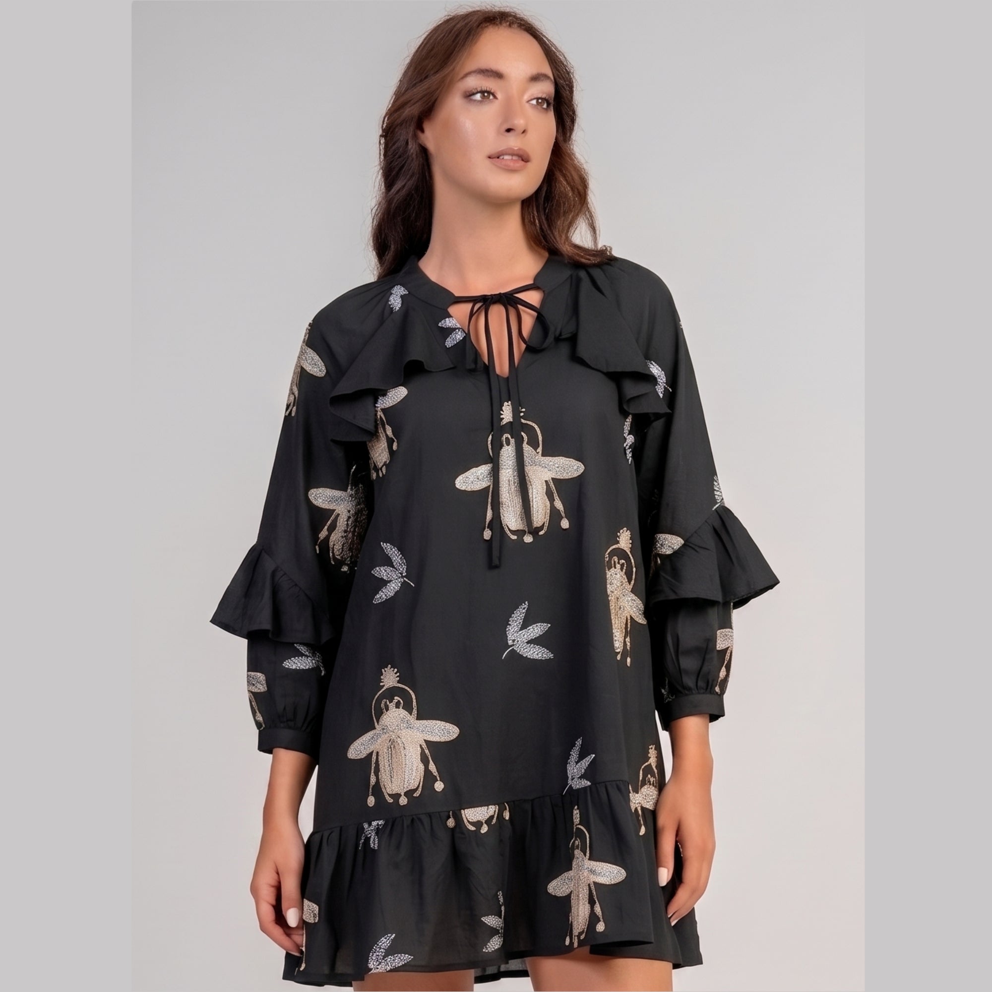 Aether Concept Short Black Cotton Dress Jilli Boutique Greek