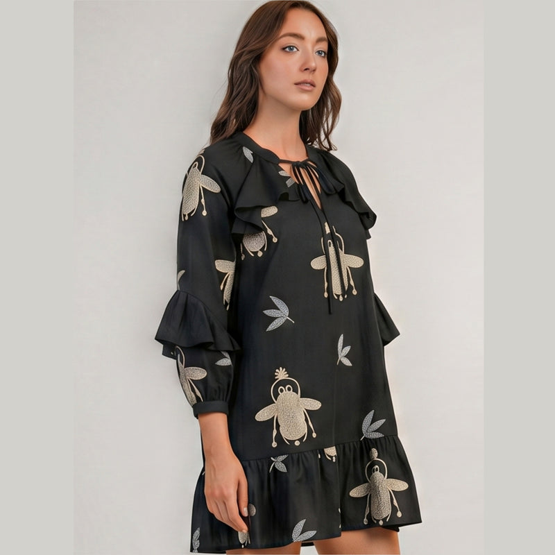 Aether Concept Short Black Cotton Dress Jilli Boutique Greek Buckhead