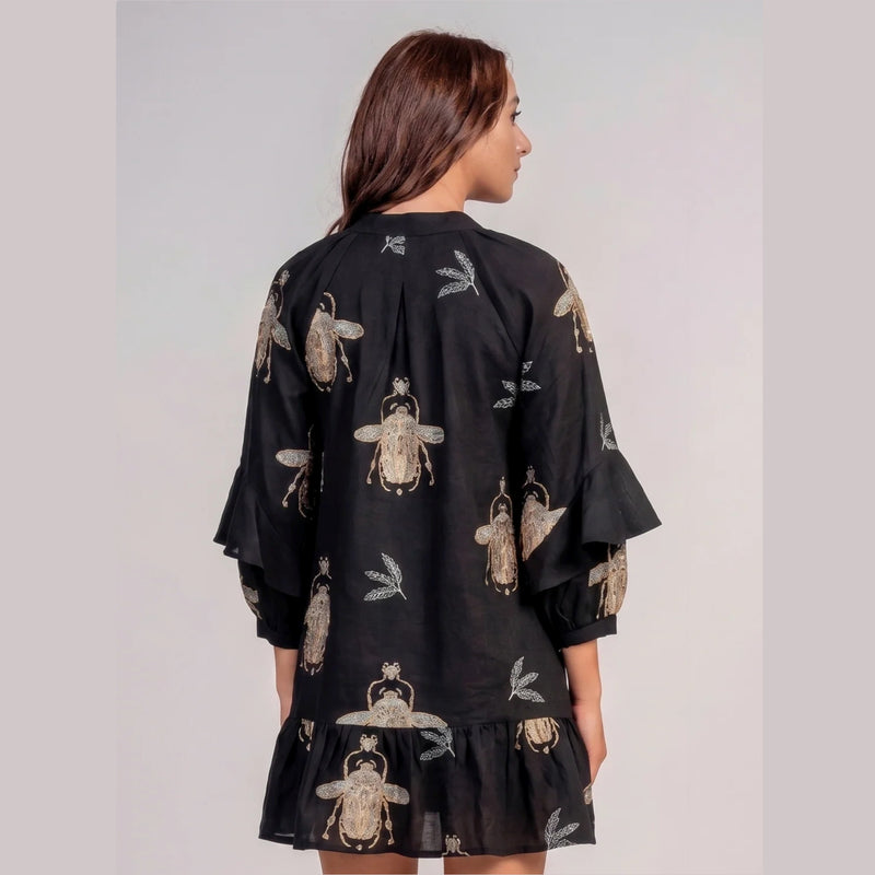 Aether Concept Short Black Cotton Dress Jilli Boutique Greek Atlanta
