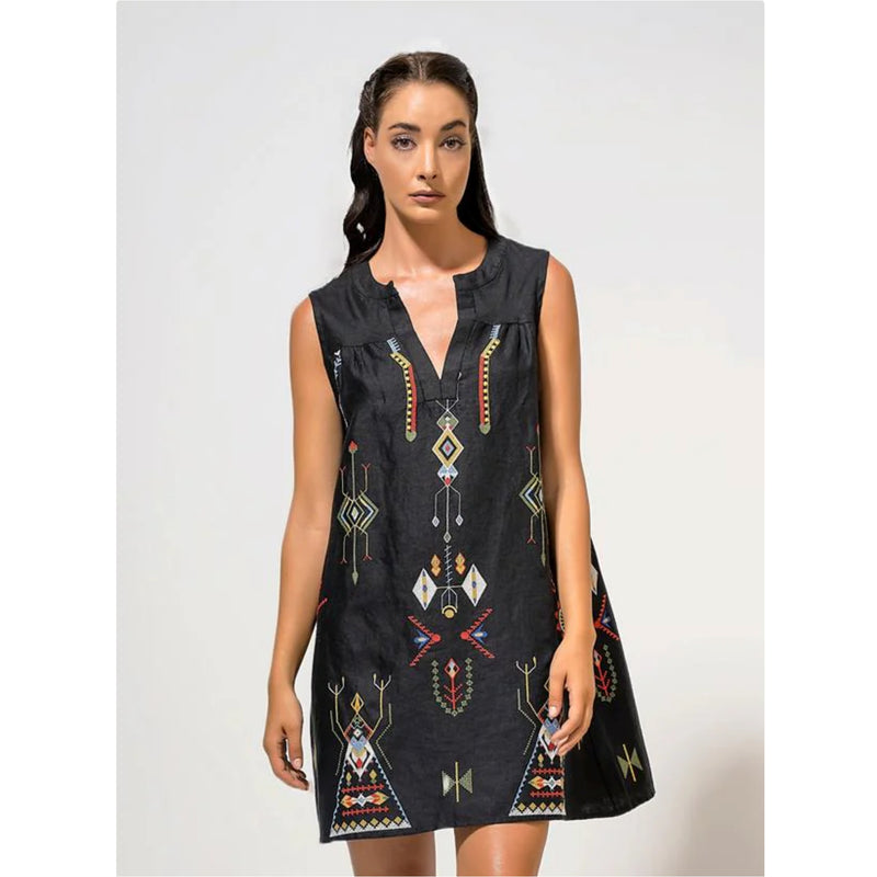 Embroidered Short Dress Black 2670-91670 Jilli Boutique Aether Greece