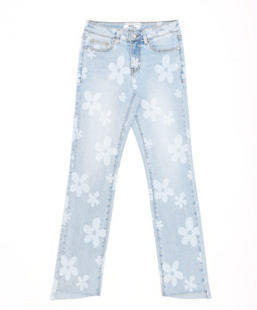 Mid Rise Straight Jeans Daisy Print Jilli Boutique