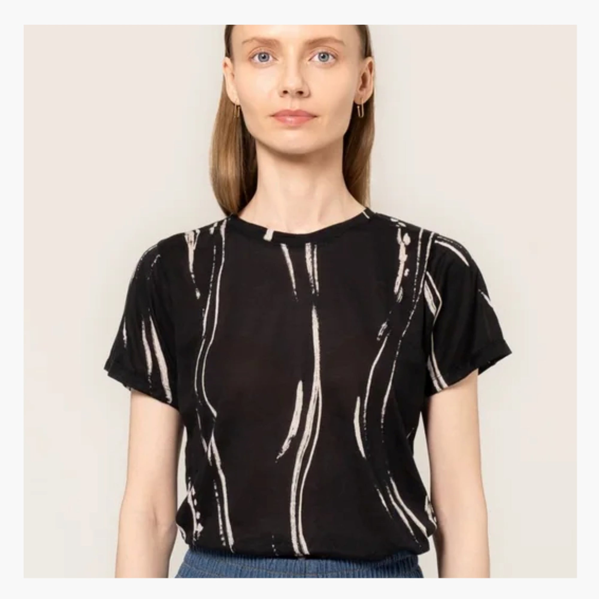 Black and White Tee Top Cotton Jilli Boutique 