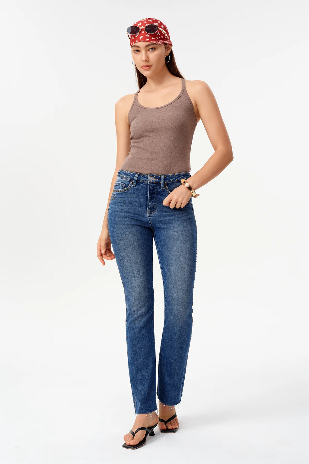 High Rise Ankle Rhinestone Bootcut Jeans Jilli Boutique Bayeas