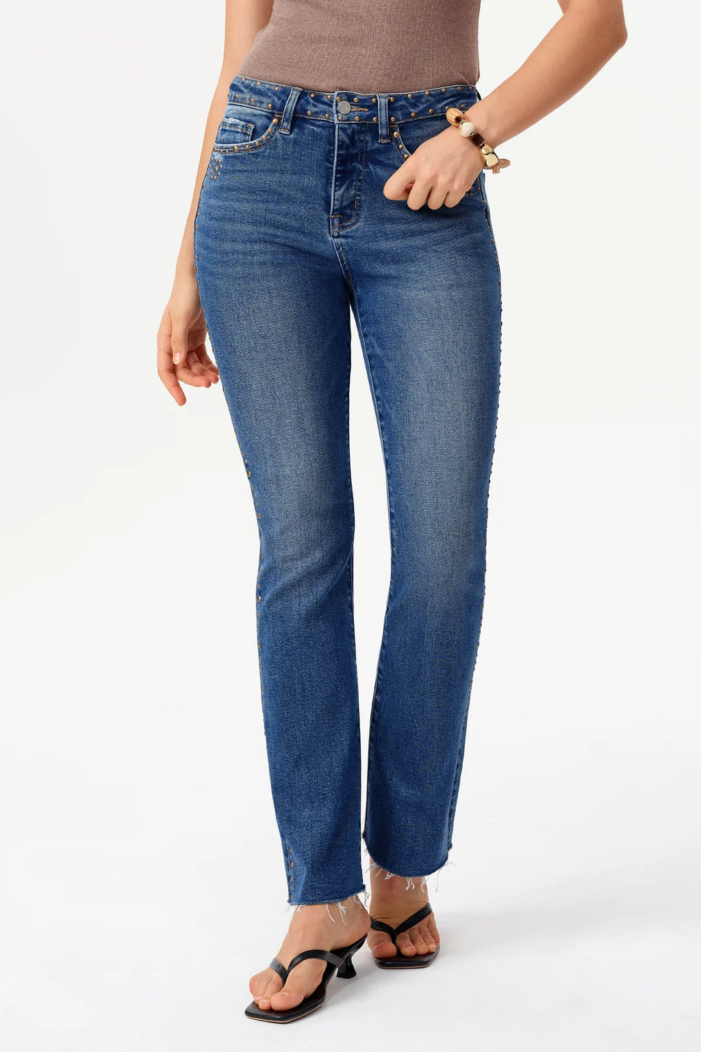 High Rise Ankle Rhinestone Bootcut Jeans Jilli Boutique BYF-1205 Bayeas