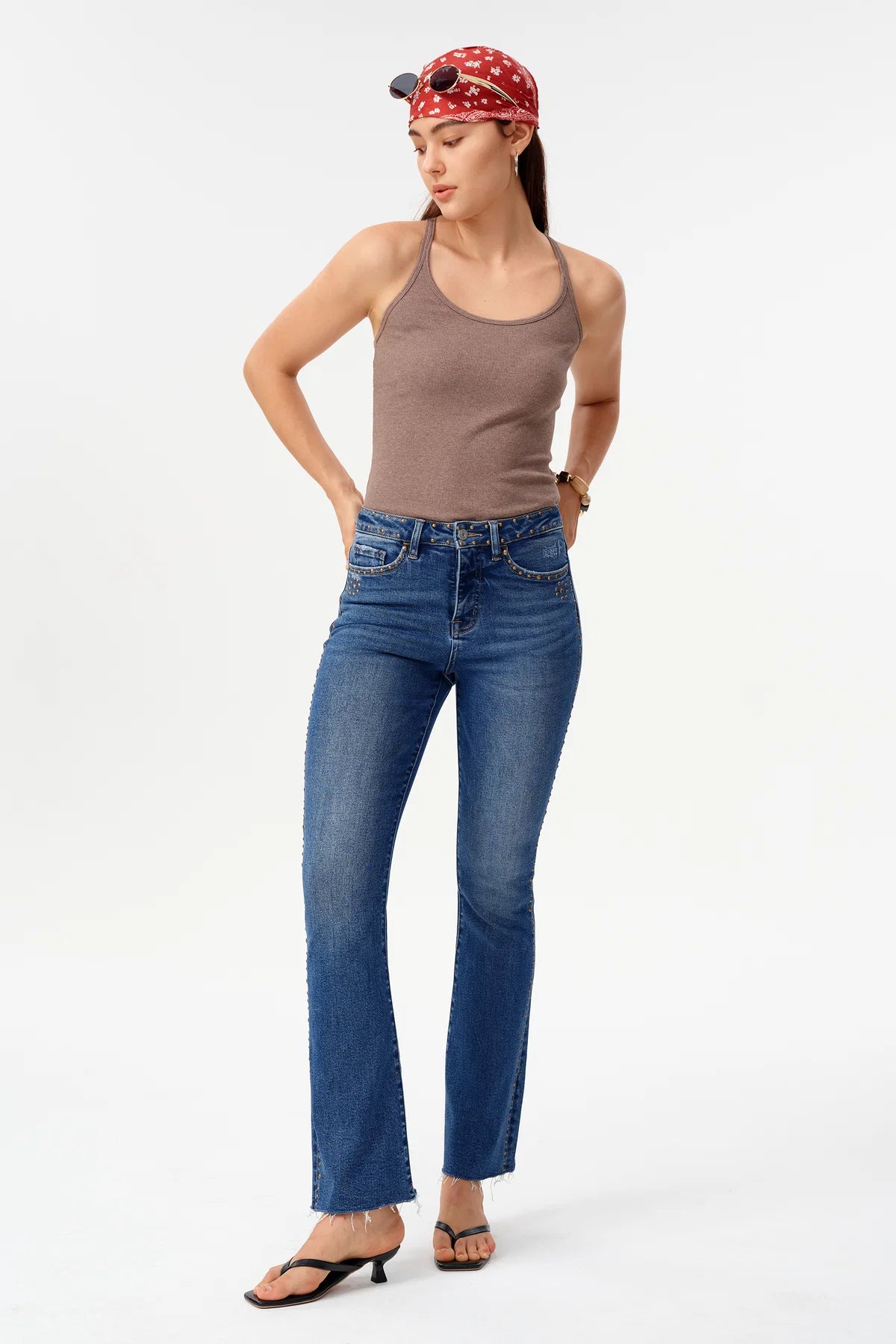 High Rise Ankle Rhinestone Jeans Jilli Boutique Bayeas