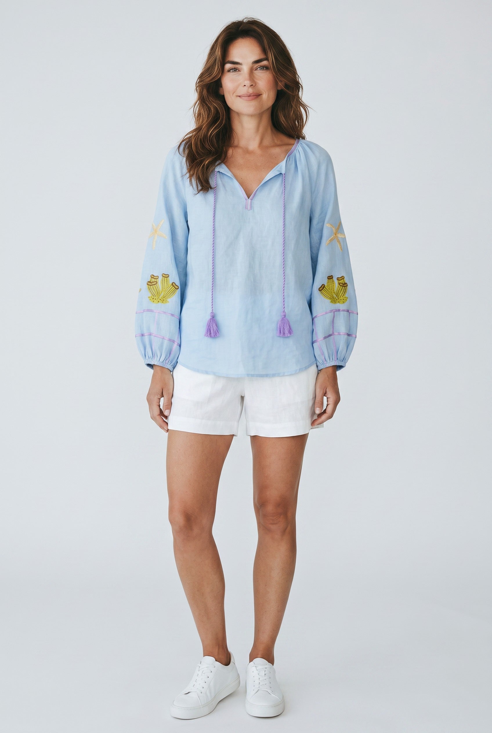 Benaras Ocean Life Top Light Blue