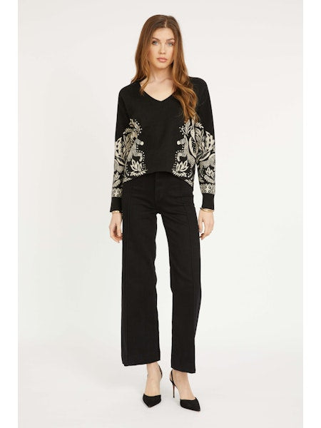 Krista Sweater Top in Zebra Fern