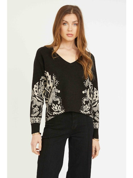 Krista Sweater in Zebra Fern CABALLERO collection jilli boutique
