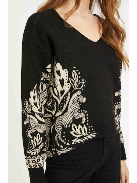 Krista Sweater in Zebra Fern CABALLERO collection jilli boutique