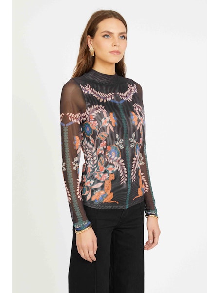 Marta Mesh Top in Zulu Prince Cheetah Caballero Collection Jilli Boutique Atlanta