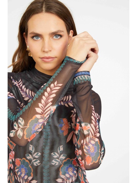 Marta Mesh Top in Zulu Prince Cheetah Caballero Collection Jilli Boutique