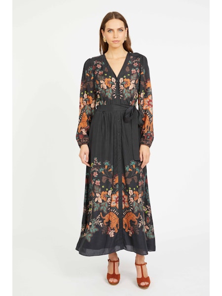 Molly Dress in Leopard Peony Caballero Collection Jilli Boutique