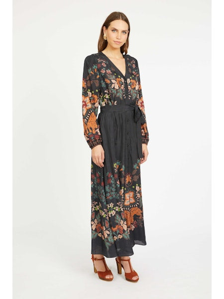 Molly Dress in Leopard Peony Caballero Collection Jilli Boutique Atlanta