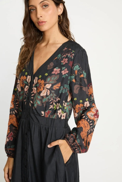 Molly Dress in Leopard Peony Caballero Collection Jilli Boutique Chastain Square