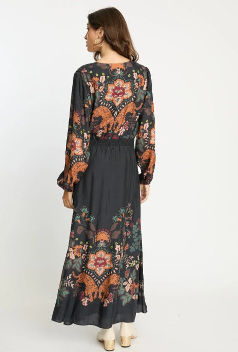 Molly Dress in Leopard Peony Caballero Collection Jilli Boutique
