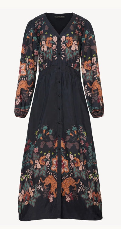 Molly Dress in Leopard Peony Caballero Collection Jilli Boutique