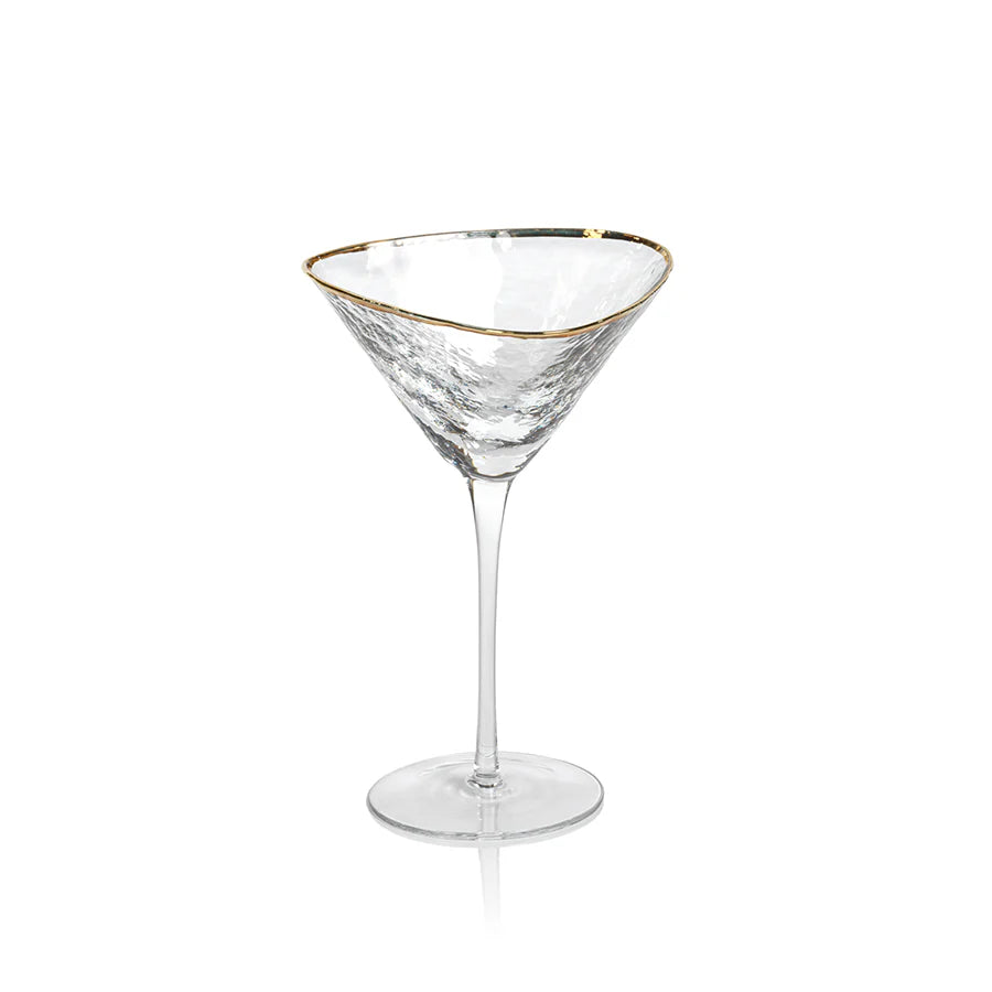Gold Rim Triangular Martini Glass zodax jilli 