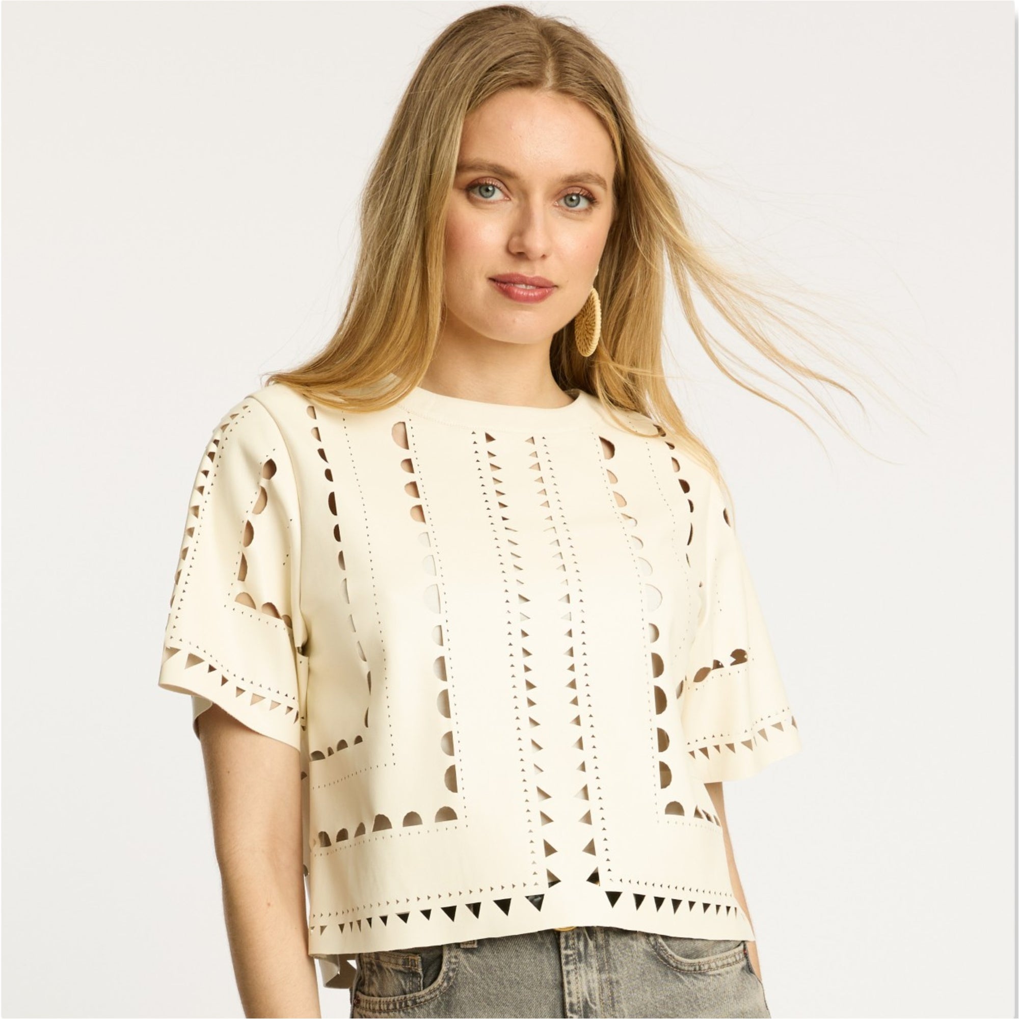 Caballero Anisa Top in Antique White Vegan Leather Jilli Boutique