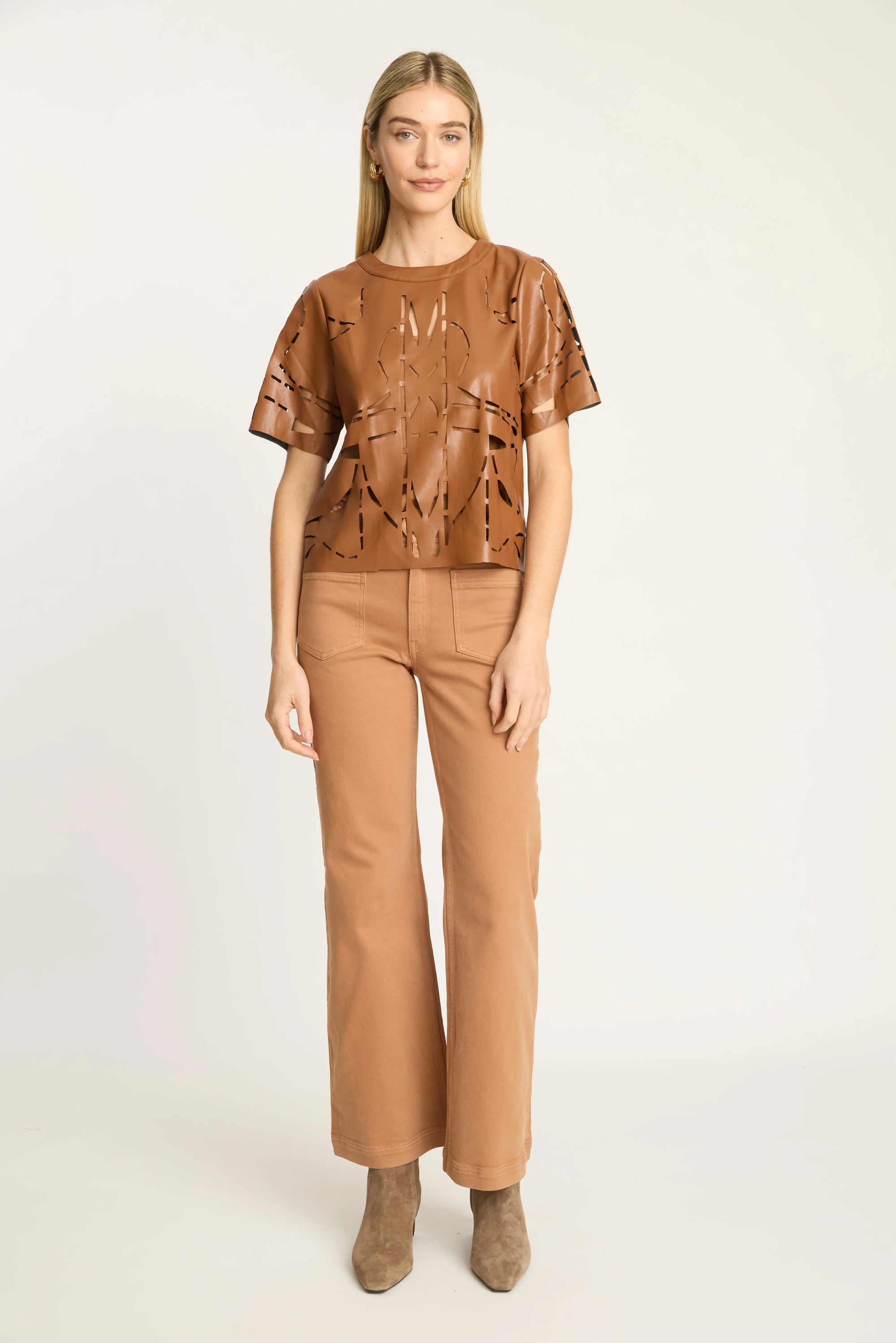 Amo Top in Tobacco Vegan Leather Caballero Collection Jilli Boutique Dunwoody