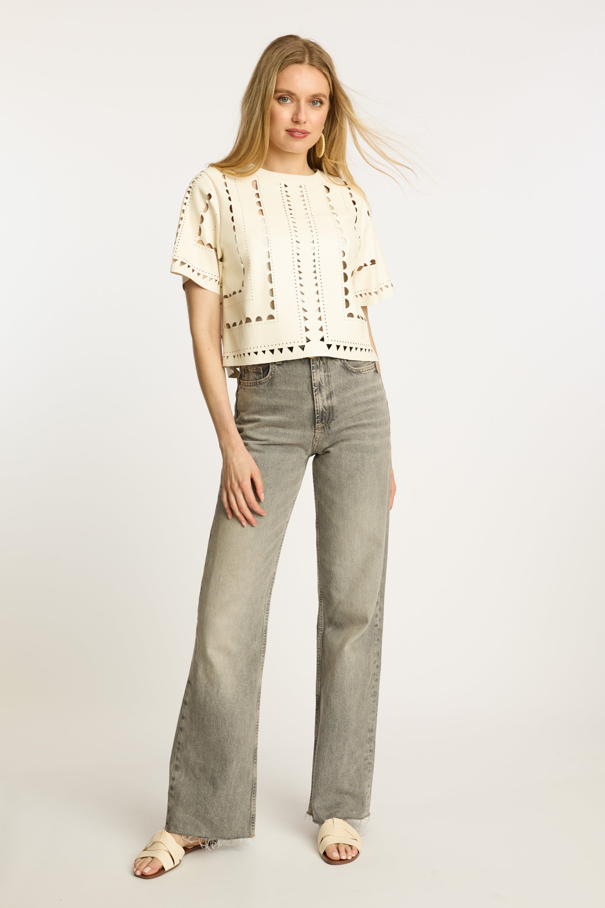 Caballero Anisa Top in Antique White Vegan Leather Jilli Boutique