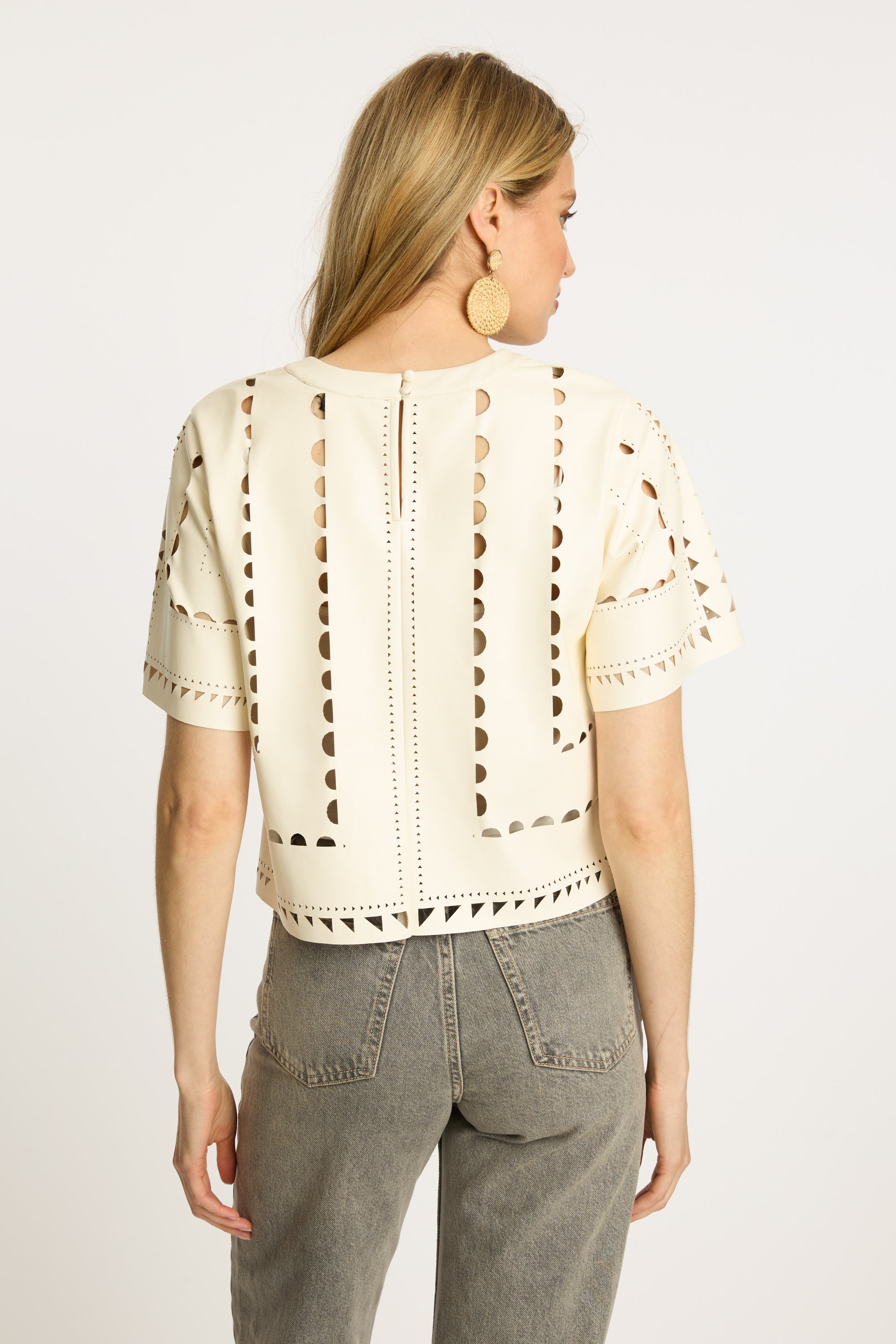 Caballero Anisa Top in Antique White Vegan Leather Jilli Boutique