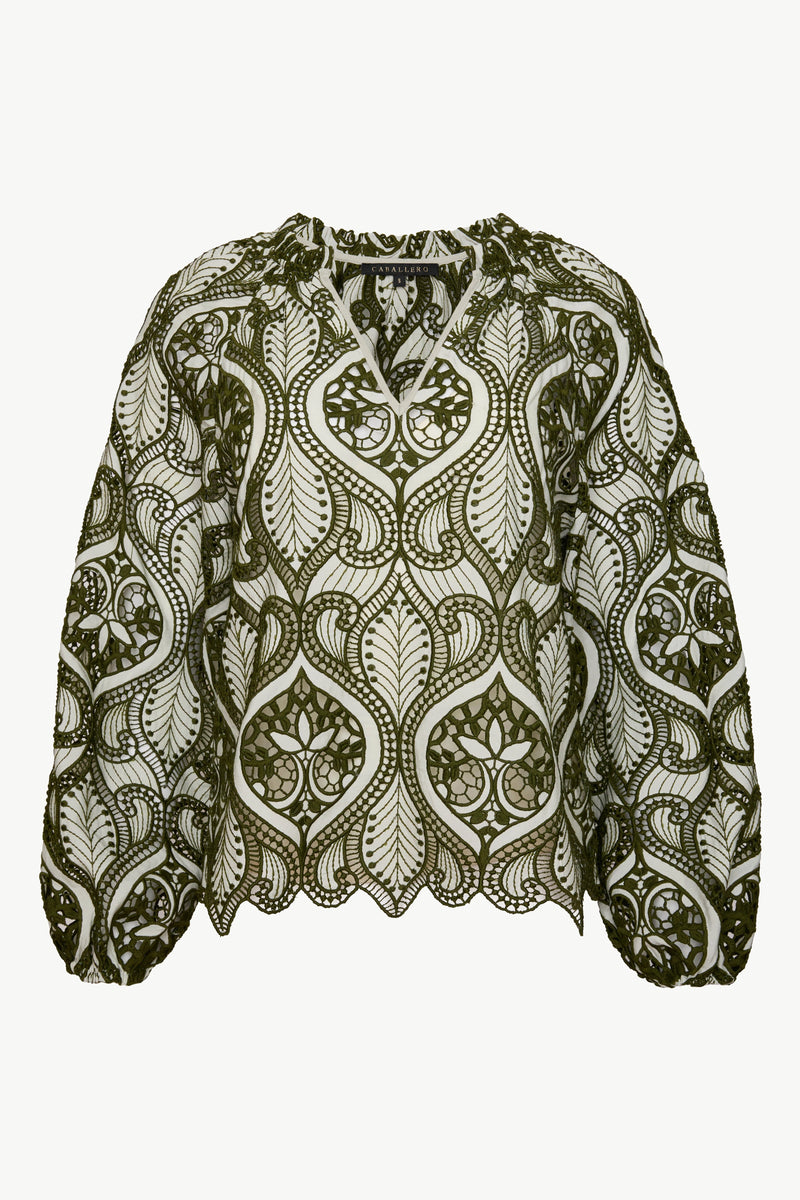 Miki Top Loden Green Lace Jilli Boutique Caballero Collection