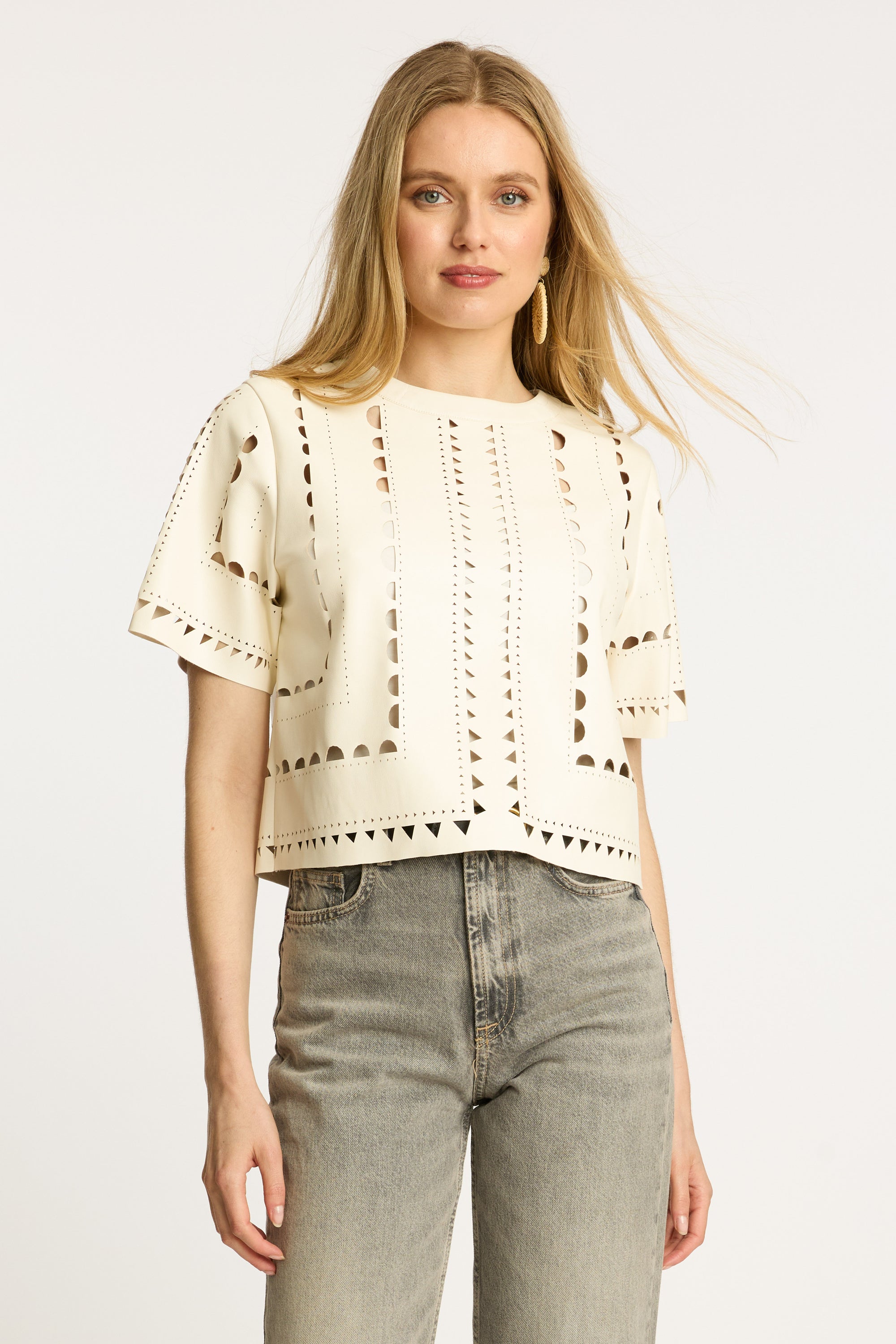 Caballero Anisa Top in Antique White Vegan Leather Jilli Boutique Buckhead