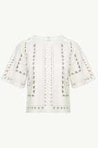 Caballero Collection Anisa Top in Antique White Vegan Leather Jilli Boutique Atlanta