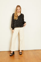 Silk Geo Burnout Top Caballero Jilli Boutique Black