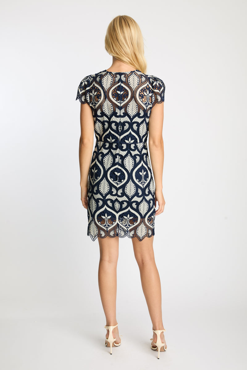 Caballero Vanna Dress Navy Cream Jilli Boutique Atlanta