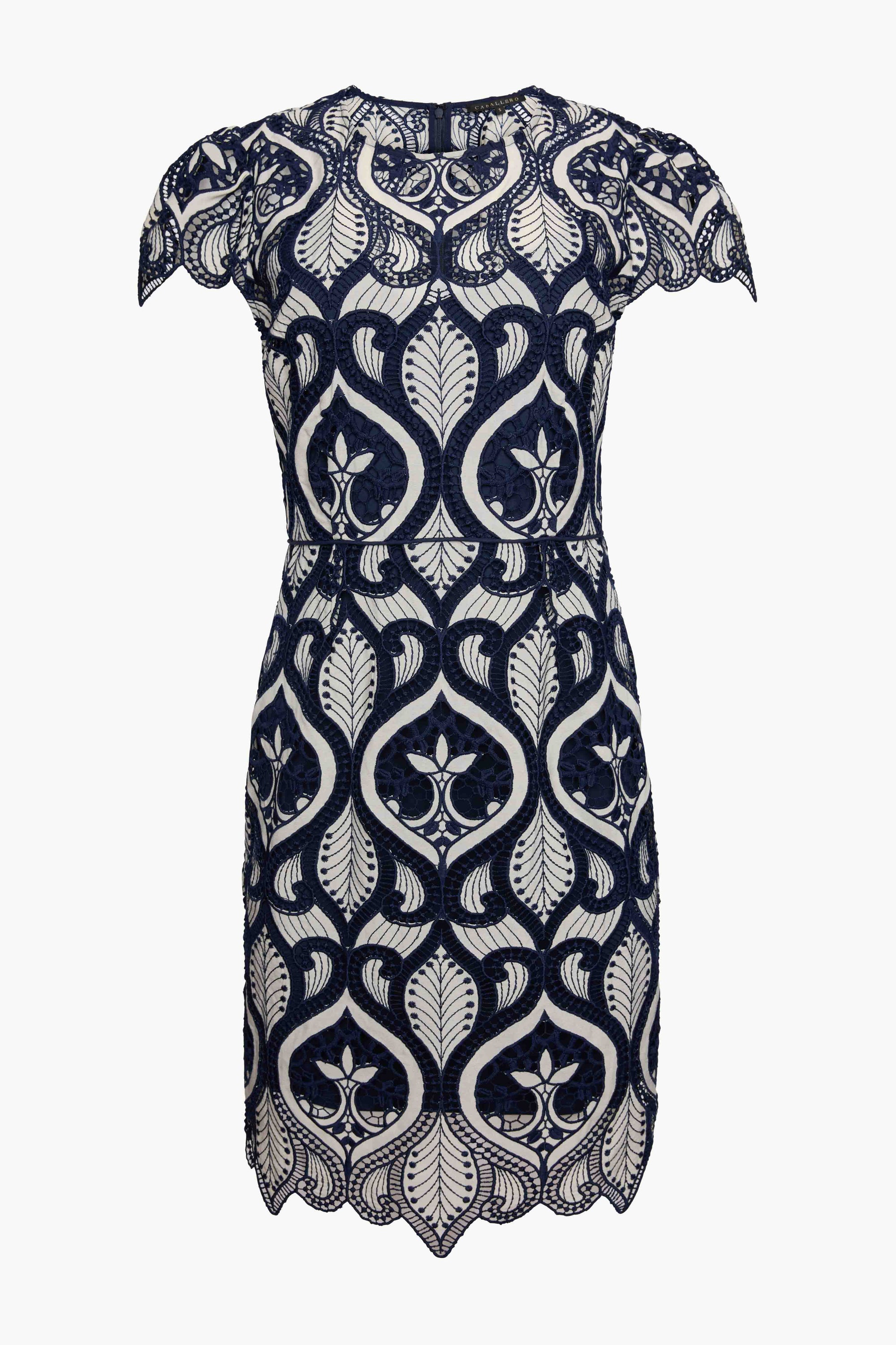 Caballero Vanna Dress Navy Cream Jilli Boutique Collection Lace