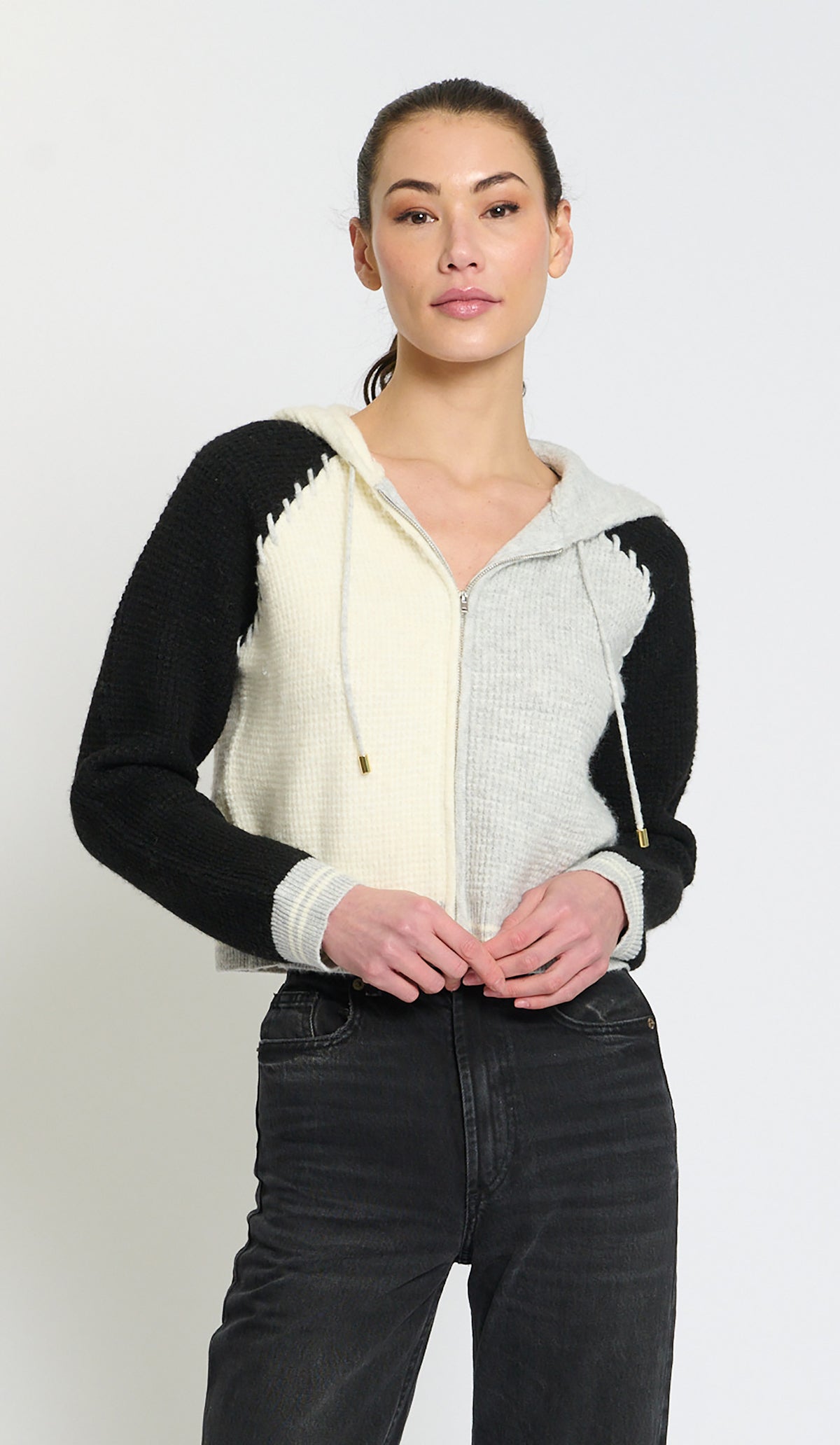Central Park West CF26-10791S Grey Combo Jilli Boutique Kate Zip Up Hoodie