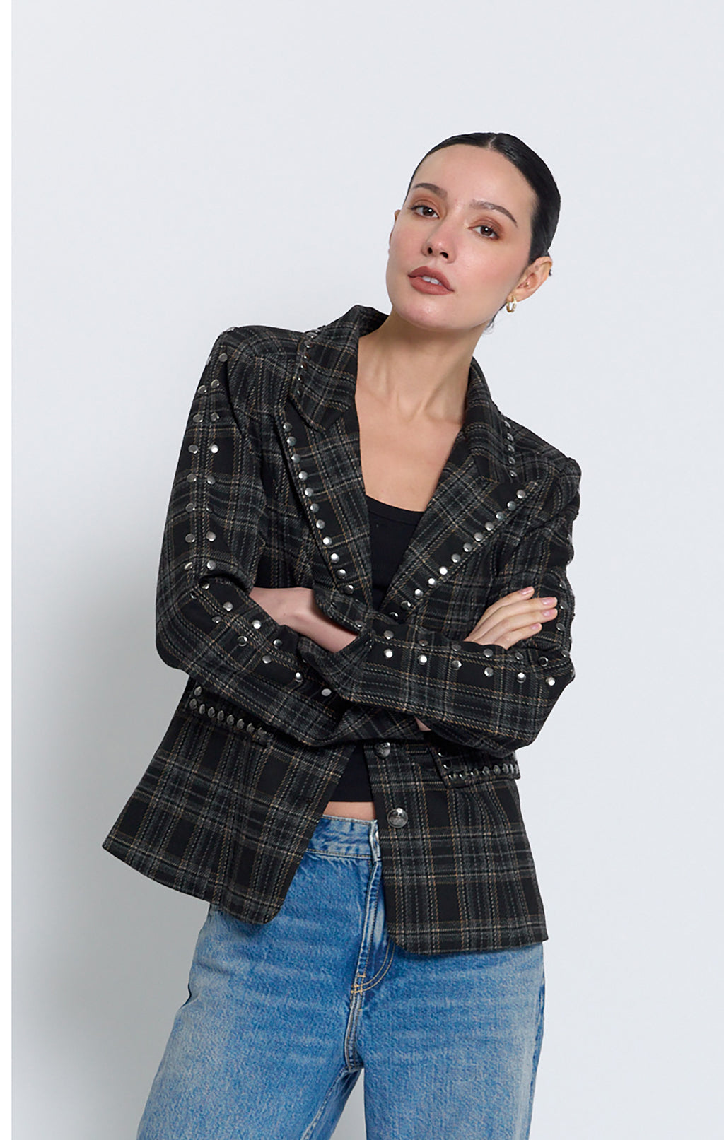 Felix Plaid Studded Jacket
